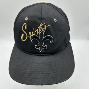Vintage New Orleans Saints NFL Football Hat SnapBack Cap Team NFL Black 90s